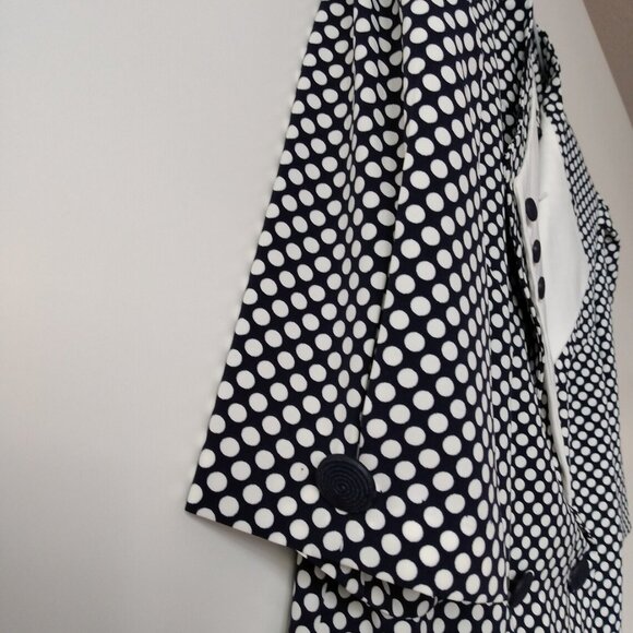Vintage Top & Skirt Set Polka Dot Size 9 Blue White Two Piece Dress Suit - Picture 8 of 10